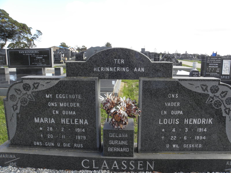 CLAASSEN Louis Hendrik 1914-1994 & Maria Helena 1914-1979