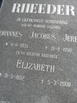 RHEEDER Johannes Jacobus Jere? 1935-1996 & Elizabeth 1932-2000