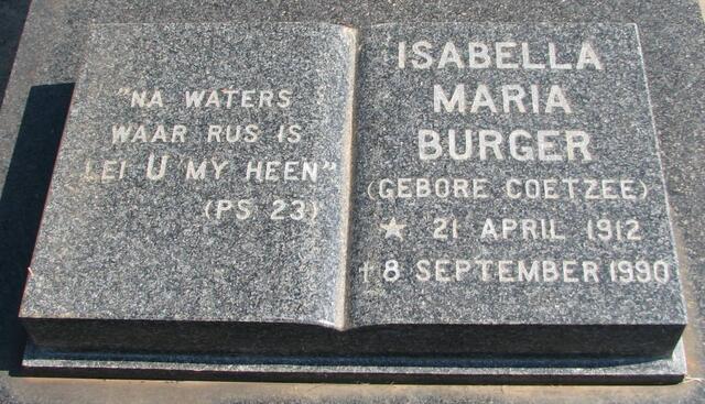 BURGER Isabella Maria nee COETZEE 1912-1990 