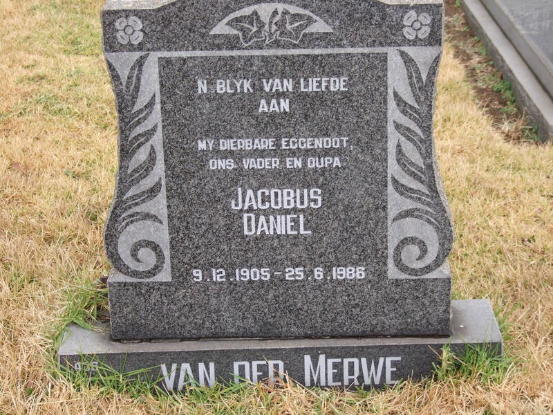 MERWE Jacobus Daniel, van der 1905-1986