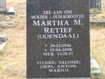 RETIEF Martha M. nee ODENDAAL 1906-2000