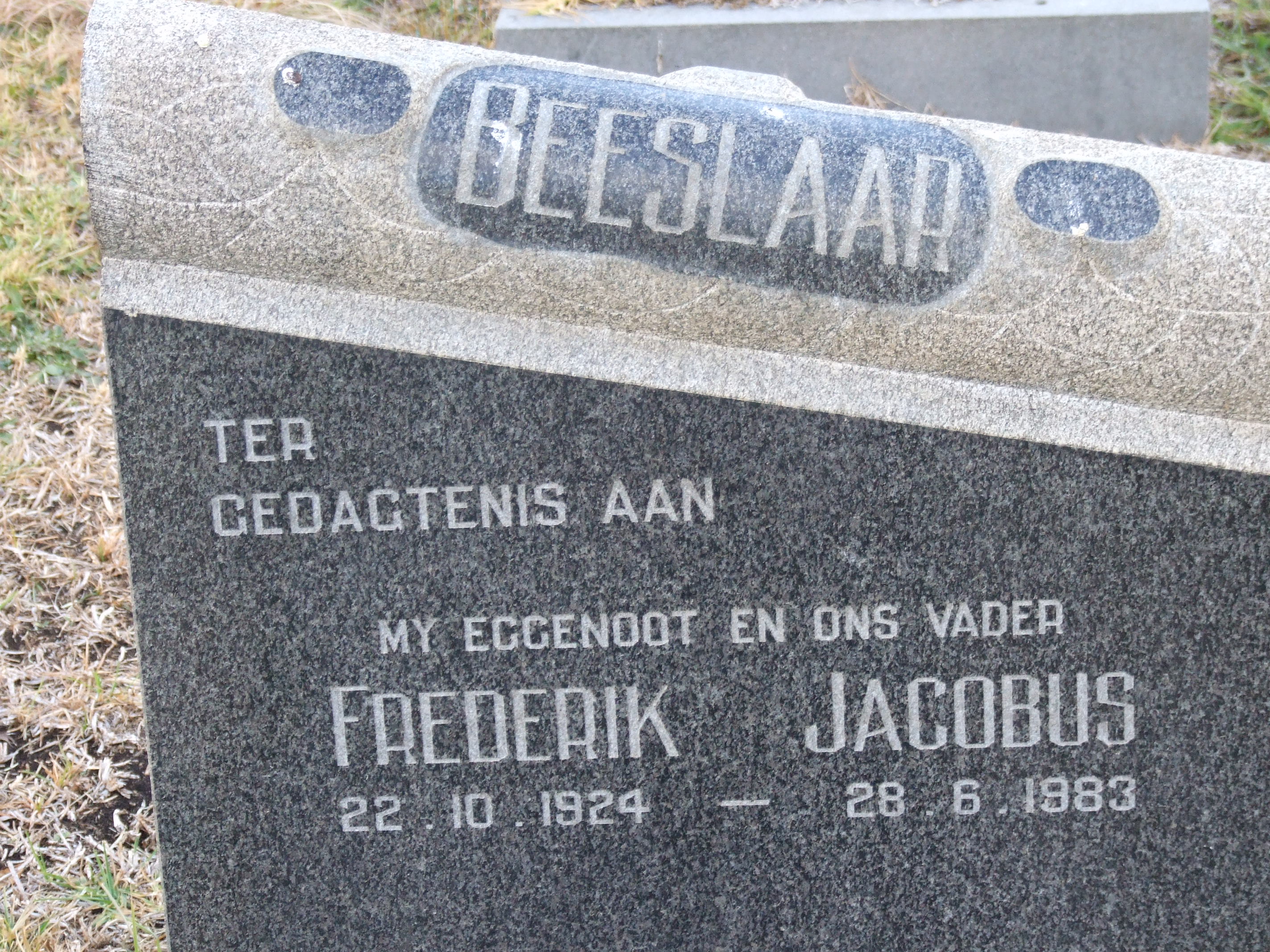 BEESLAAR Frederik Jacobus 1924-1983