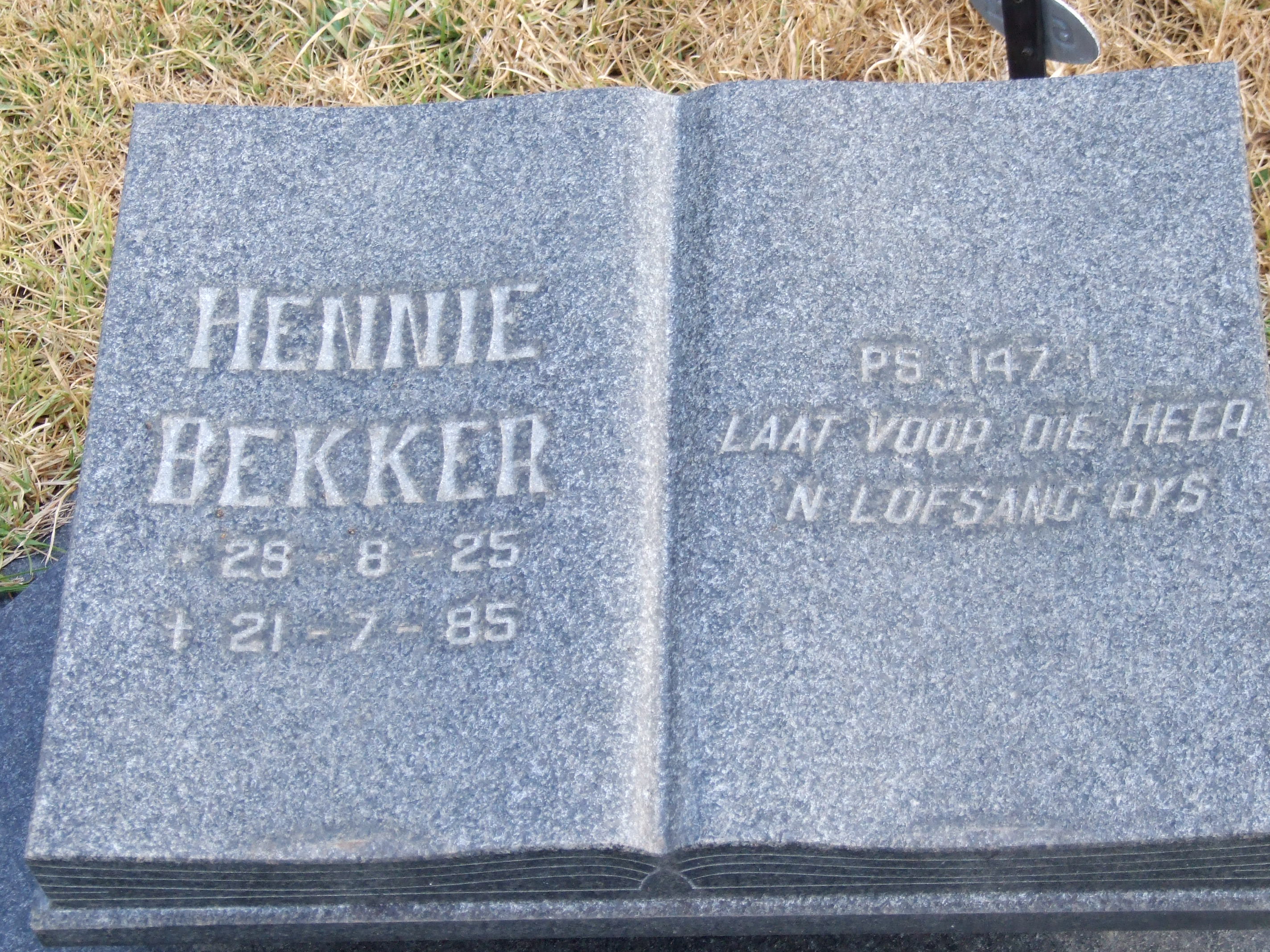 BEKKER Hennie 1925-1985