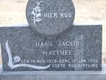 MATTHEE Hans Jacob 1929-1932