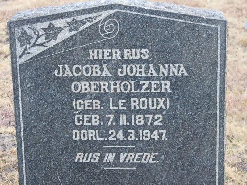 OBERHOLZER Jacoba Johanna nee le ROUX 1872-1947