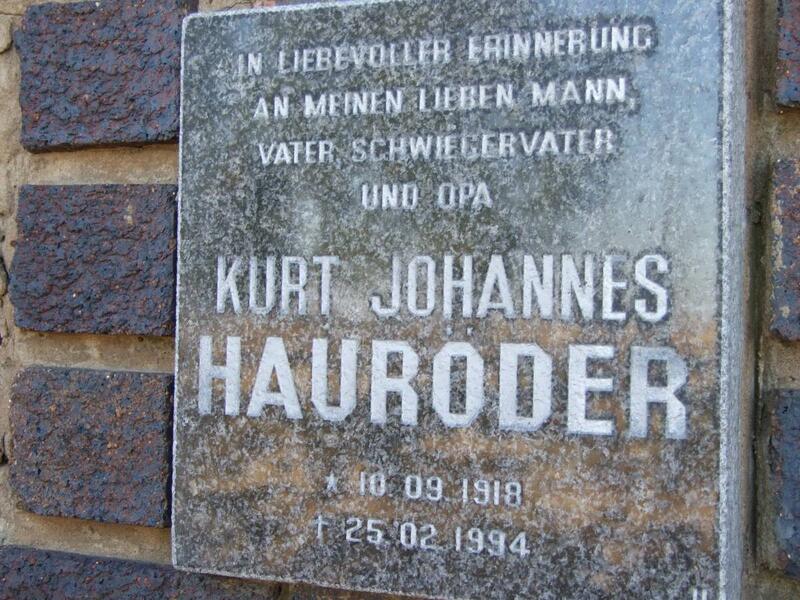 HAURODER Kurt Johannes 1918-1994