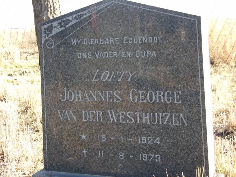 WESTHUIZEN Johannes George, van der 1924-1973 