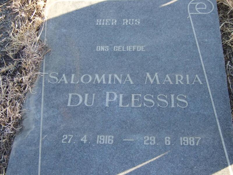 PLESSIS Salomina Maria, du nee RABIE 1916-1987