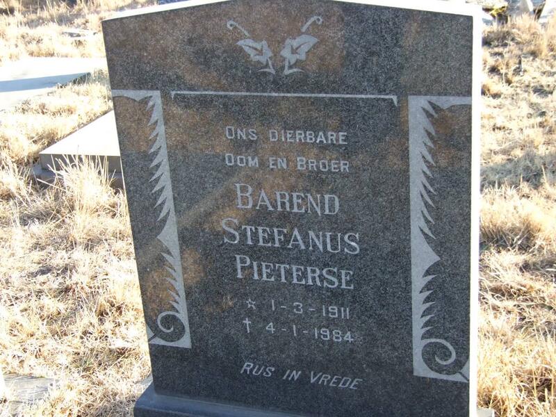 PIETERSE Barend Stefanus 1911-1984