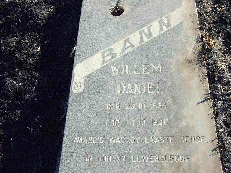 BANN Willem Daniel 1934-1990