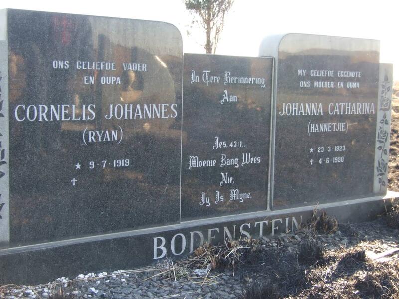 BODENSTEIN Cornelis Johannes 1919- & Johanna Catharina 1923-1990