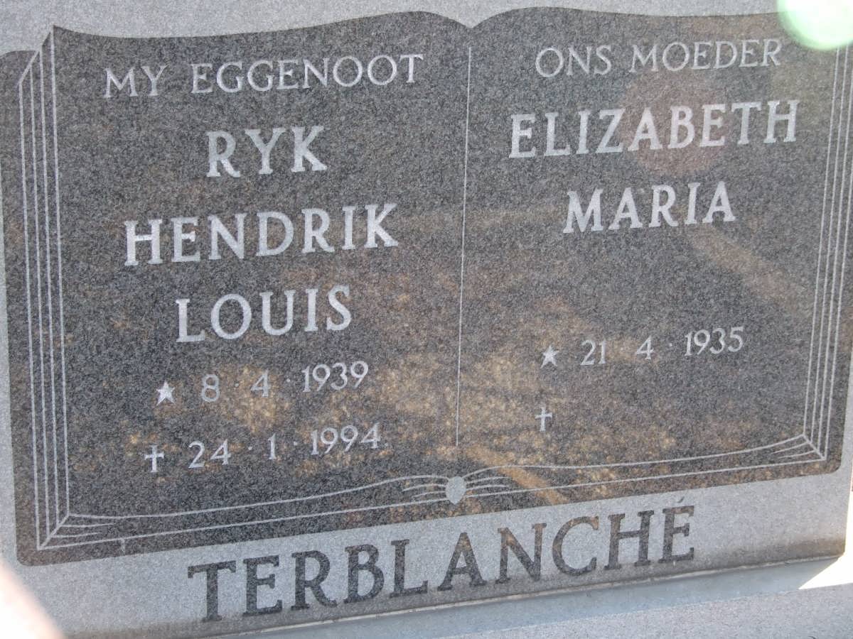 TERBLANCHE Ryk Hendrik Louis 1939-1994 & Elizabeth Maria 1935-