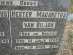BILJON Hercules Albertus, van 1858-1949 & Hester Magaretha DE BRUYN 1859-1952