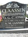 CLAASSEN O.G.C. 1920-2005 & A.M. 1927-