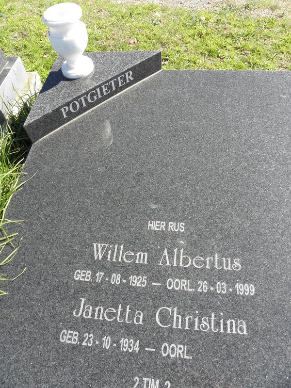 POTGIETER Willem Albertus 1925-1999 & Janetta Christina 1934-