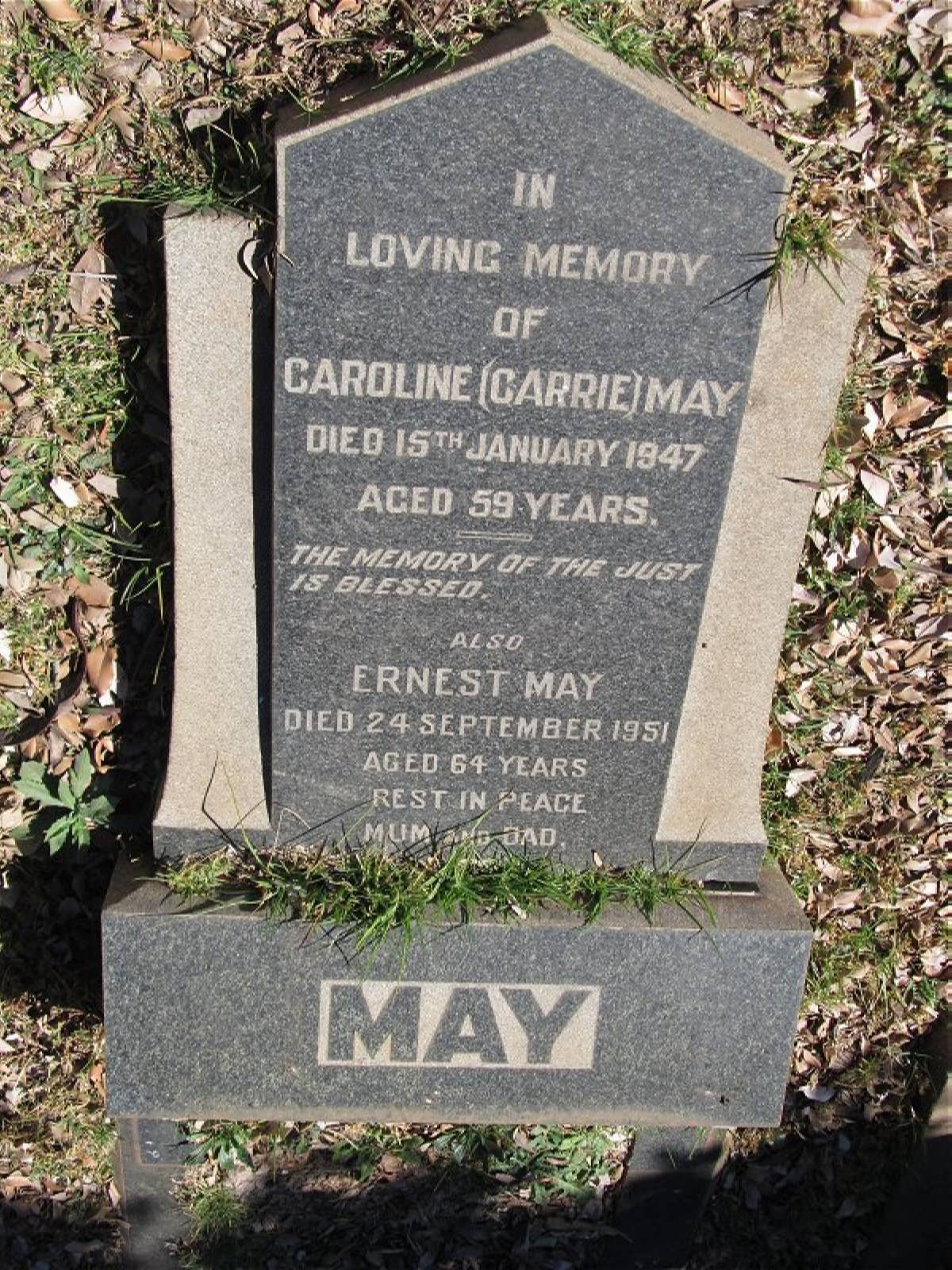 MAY Ernest -1951 & Caroline -1947