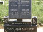 MERWE David Jacobus, van der 1930-2010 & Hester Alletta 1931-2009