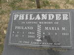PHILANDER Philand 1934-2005 & Maria M. 1931-