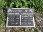 OOSTHUIZEN Marthienis J. 1883-1974 & Susanna M.J.P. SAAYMAN 1885-1984