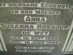 WET Anna Susanna Rossouw, de 1909-1949