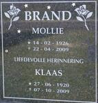 BRAND Klaas 1920-2009 & Mollie 1926-2009