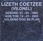 COETZEE Lizeth nee VILONEL 1960-2005