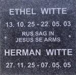 WITTE Herman 1925-2005 & Ethel 1925-2003