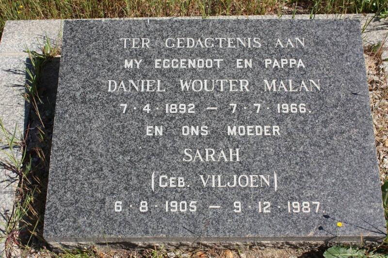 MALAN Daniel Wouter 1892-1966 & Sarah VILJOEN 1905-1987