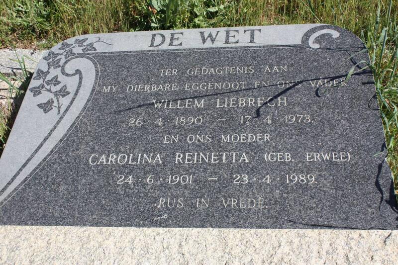 WET Willem Liebrech, de 1890-1973 & Carolina Reinetta ERWEE 1901-1989 