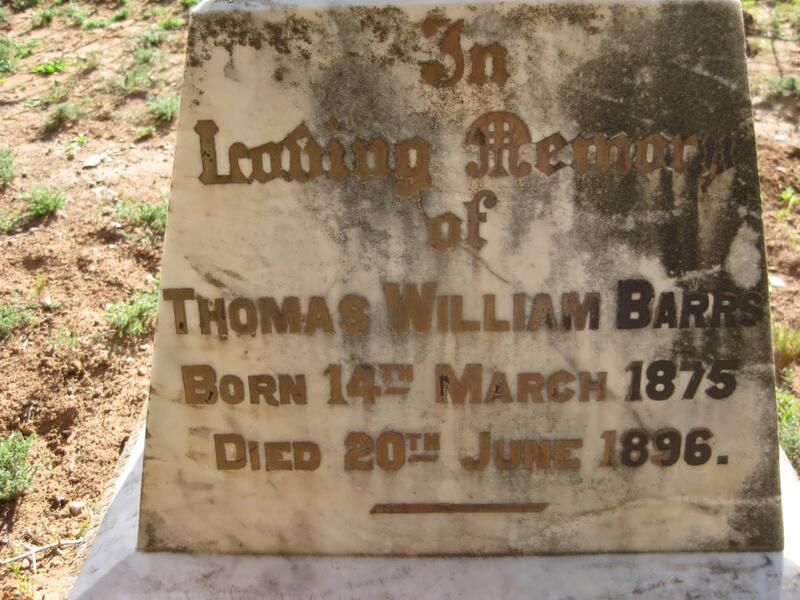 BARRS Thomas William 1875-1896