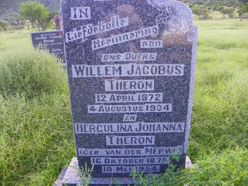 THERON Willem Jacobus 1872-1934 & Herculina Johanna VAN DER MERWE 1875-1954