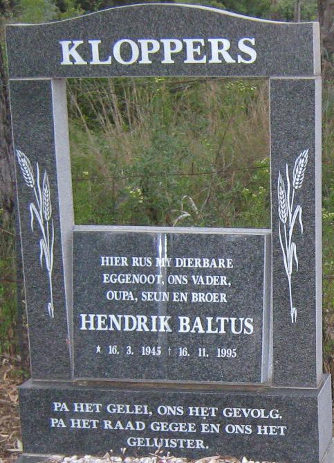 KLOPPERS Hendrik Baltus 1945-1995