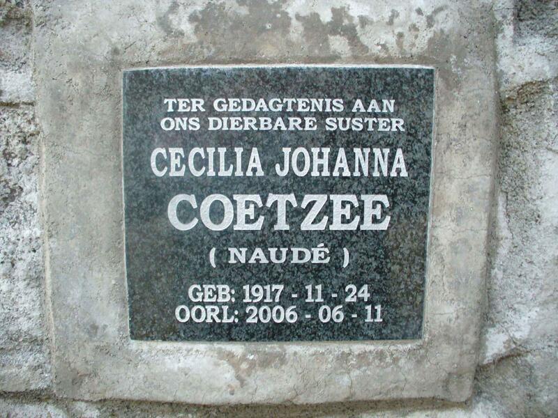 COETZEE Cecilia Johanna nee NAUDE 1917-2006