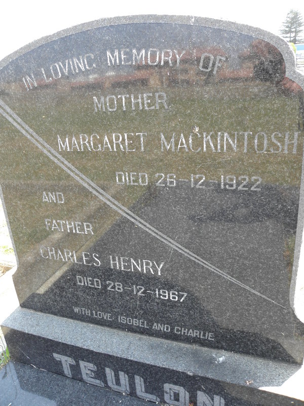 TEULON Charles Henry -1967 & Margaret Mackintosh -1922