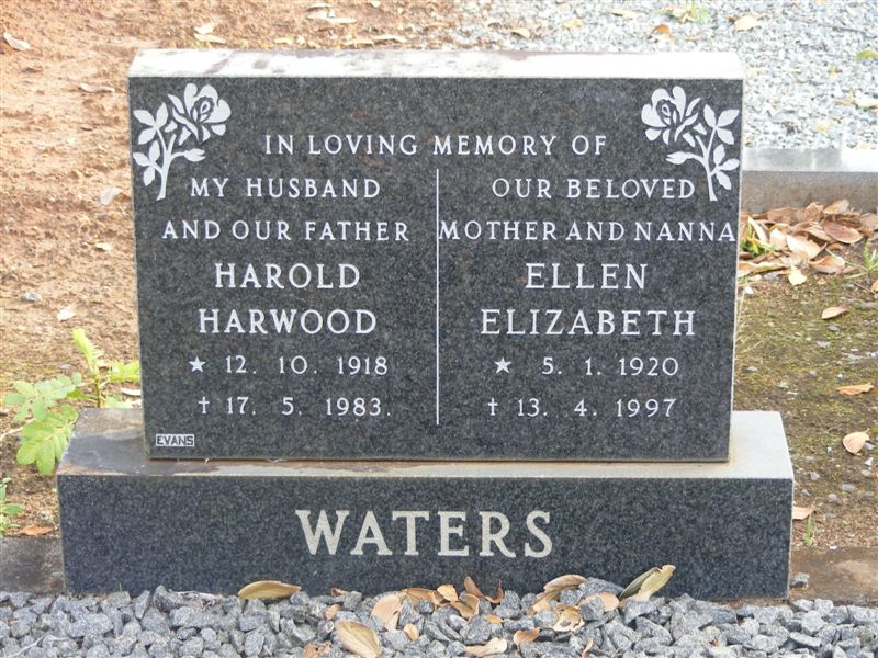 WATERS Harold Harwood 1918-1983 & Ellen Elizabeth 1920-1997