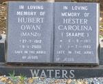 WATERS Hubert Owan 1912-2005 & Hester Carolina 1917-1993