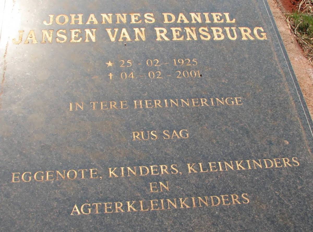 RENSBURG Johannes Daniel, Jansen van 1925-2001