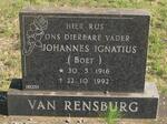 RENSBURG Johannes Ignatius, van 1916-1992