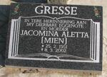 GRESSE Jacomina Aletta 1951-2002