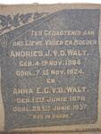 WALT Andries J., v.d. 1864-1924 & Anna E.C. 1878-1937