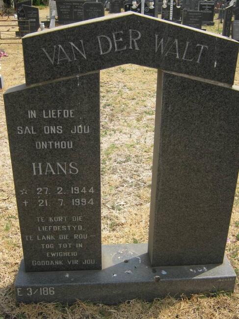 WALT Hans, van der 1944-1994