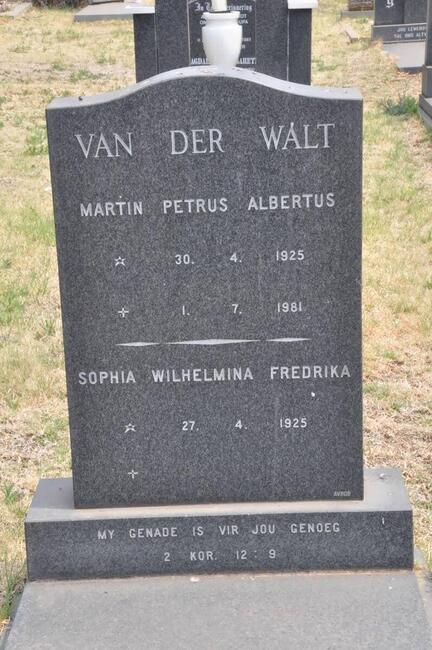 WALT Martin Petrus Albertus, van der 1925-1981 & Sophia Wilhelmina Fredrika 1925-