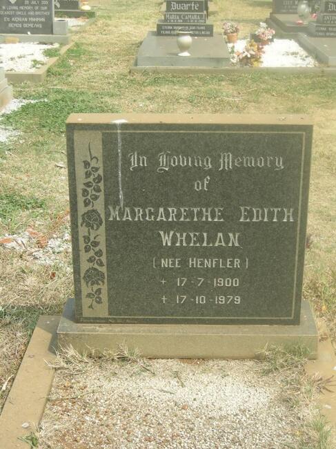 WHELAN Margarethe Edith nee HENFLER 1900-1979