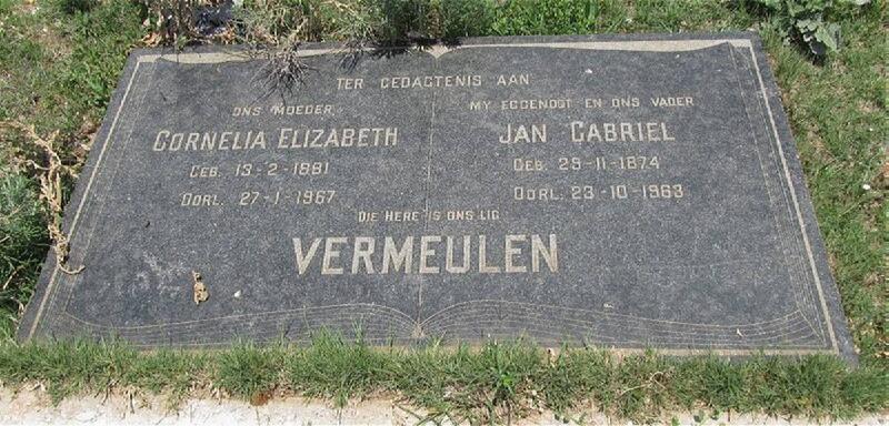 VERMEULEN Jan Gabriel 1874-1963 & Cornelia Elizabeth 1881-1967