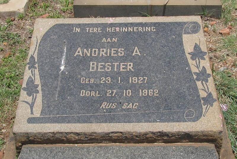 BESTER Andries A. 1927-1962