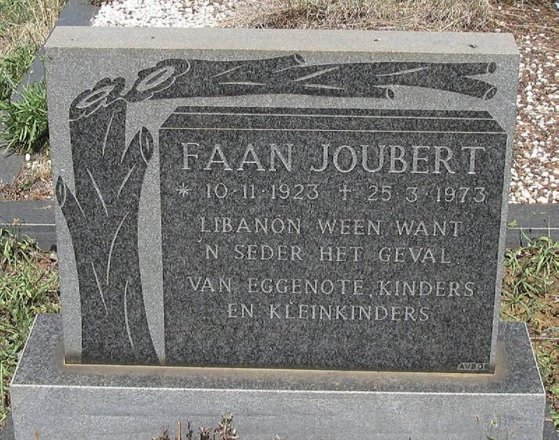 JOUBERT Faan 1923-1973
