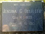 DEETLEFS Jensina C. 1899-1915