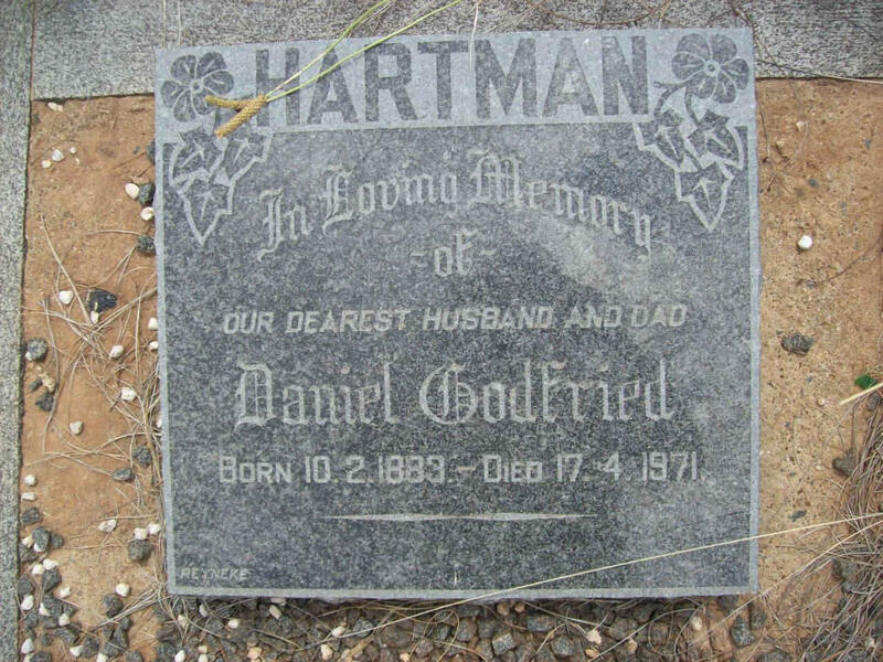 HARTMAN Daniel Godfried 1883-1971