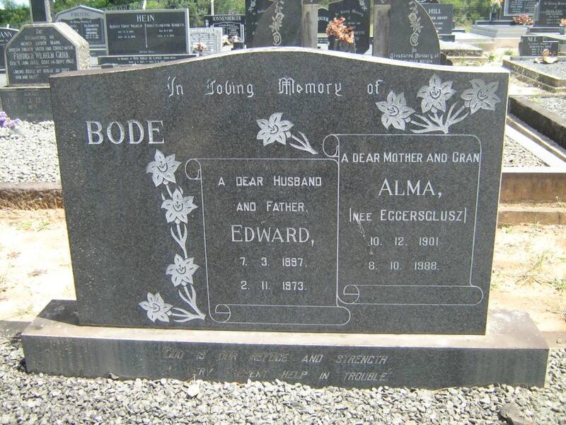 BODE Edward 1897-1973 & Alma EGGERSGLUSZ 1901-1988