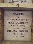 HARRIS William Joseph 1924-1994 & Vera Dorothy 1900-1958